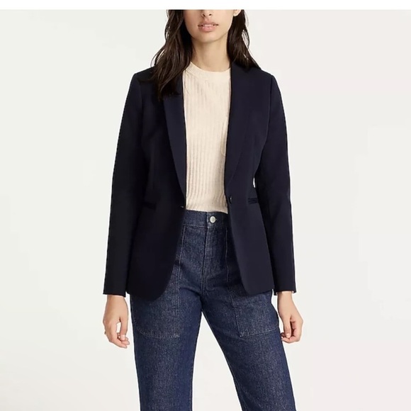 NEW J CREW Parke blazer in bi-stretch cotton Size 00 black